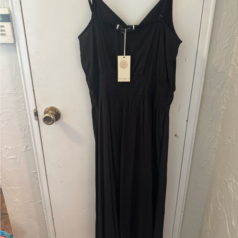 Ramy Brooks henrietta Elegant Black Maxi Dress size large NWT